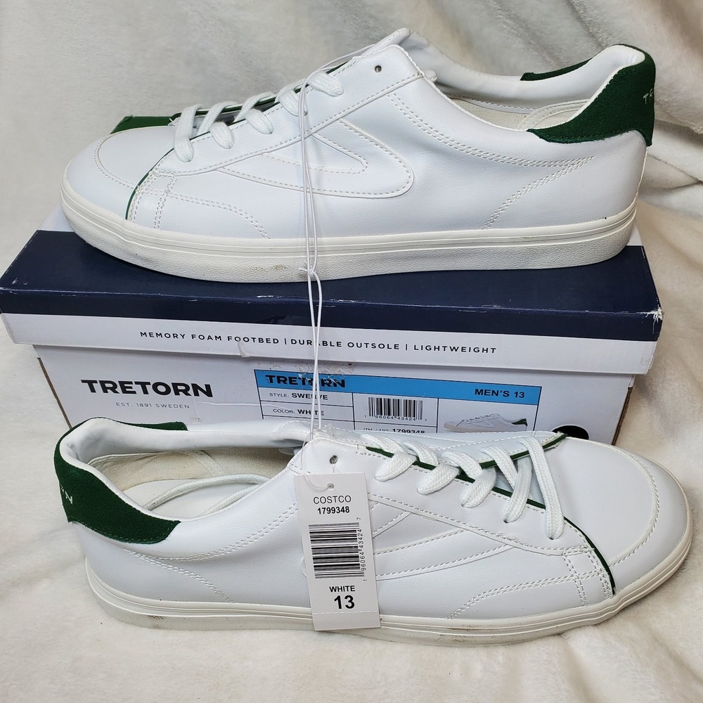 New Tretorn Serve Athletic Shoes White Gray Lace Up Sneakers NIB Men's Size 13